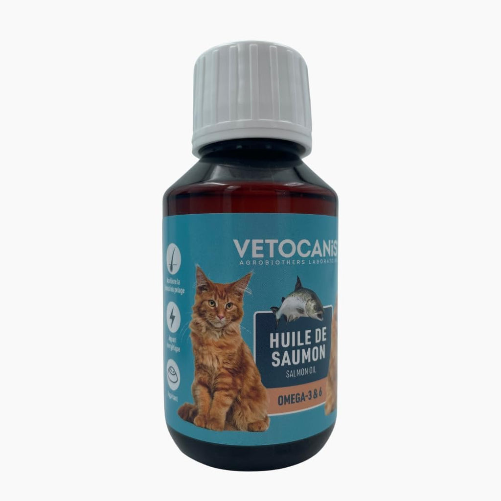 Vetocanis | Huile de Saumon pour Chien et Chat | Aliment Complémentaire Chien et Chat | A Base d'Oméga 3 et 6 | Hygiène et Santé du Chien et du Chat | 250 ML