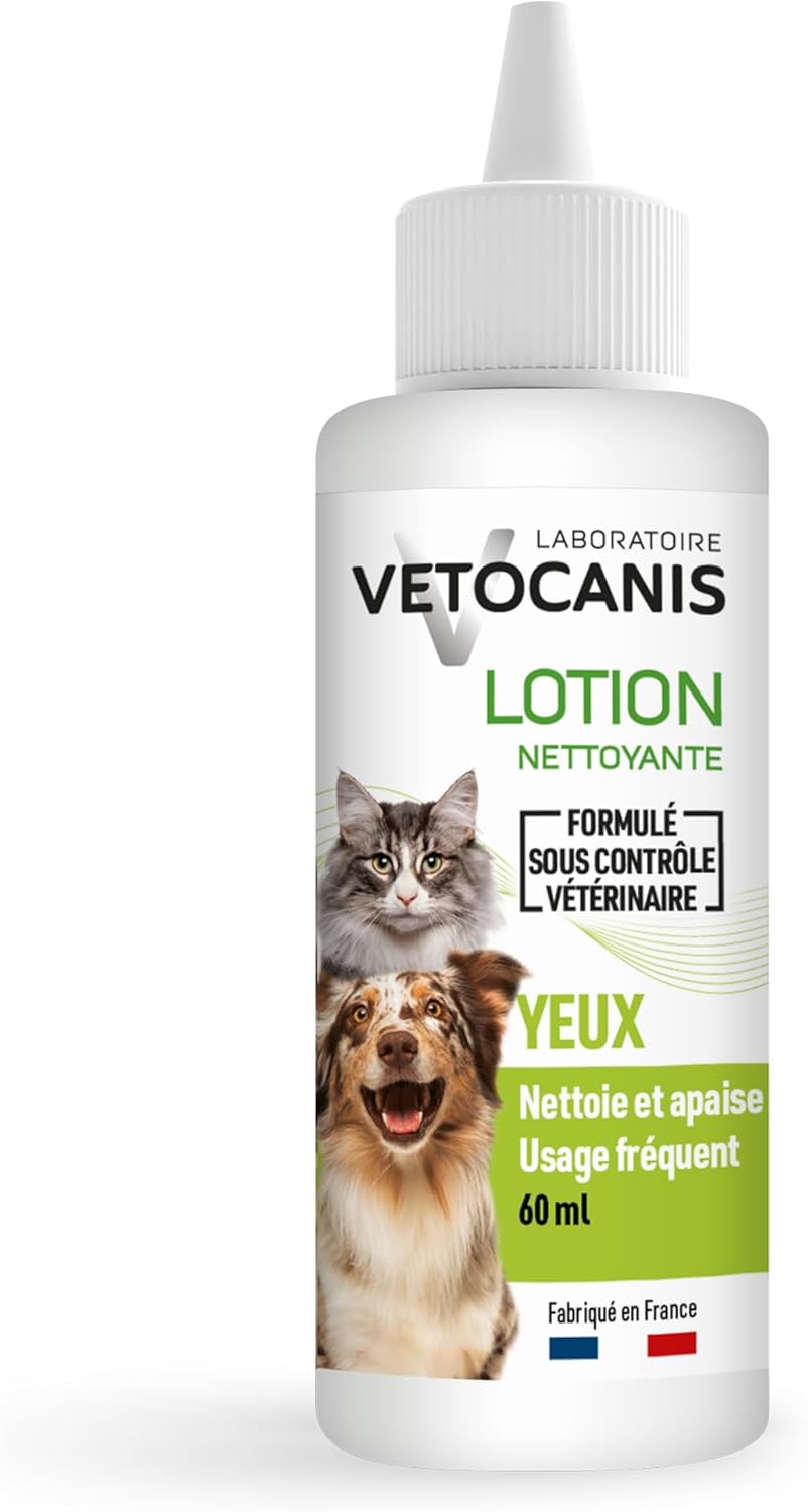 Flacon de lotion nettoyante Vetocanis pour les yeux du chien et du chat