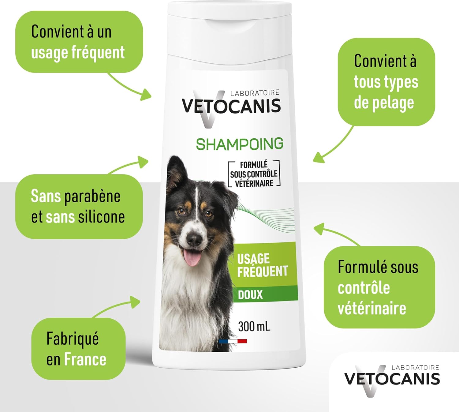 aAtouts du shampooing : usage fréquent, sans parabène ni silicone, fabriqué en France