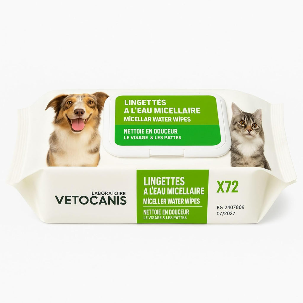 Paquet de 72 lingettes à l'eau micellaire Vetocanis