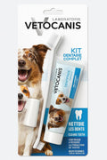 Vetocanis - Brosse à Dents Chien, Dentifrice (Tube 85g) et Brosse à Doigts - Kit Dentaire Chien - Dentifrice Triple Action, Nettoie les Dents, Réduit le Tartre, Combat la Mauvaise Haleine