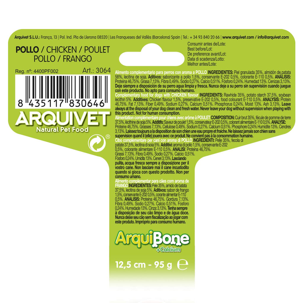 ARQUIVET Arquibone Rind 12,5 cm – 95 g – Großer Hundeknochen – Natürlicher Hundesnack – Kauknochen – Ergänzungsfuttermittel für Hunde