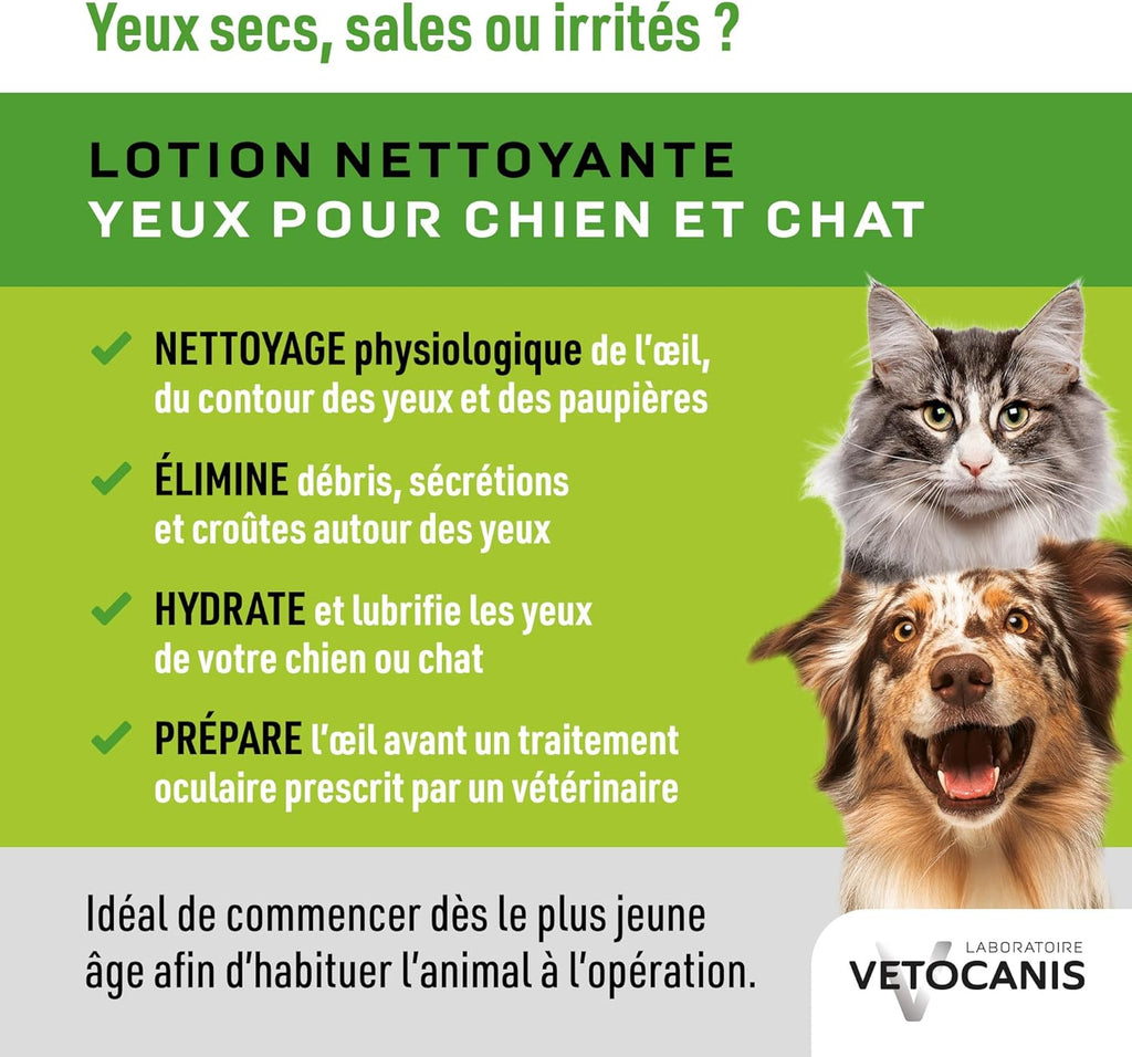 Lotion nettoyante yeux pour chien et chat : bénéfices