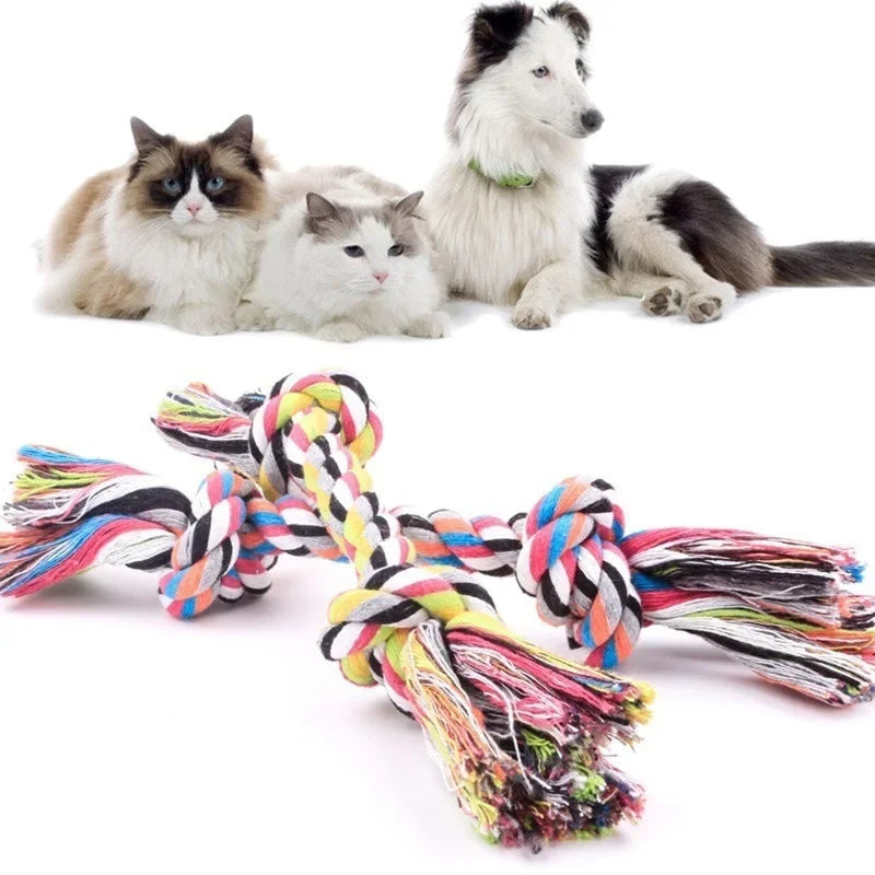 Bunte Doppelknoten-Hundespielzeuge, strapazierfähige Welpen-Beißspielzeuge für kleine und große Hunde, Trainings-Kauspielzeug, Haustierprodukte